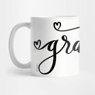 Grateful Word Art Hand Lettering with Hearts Mug